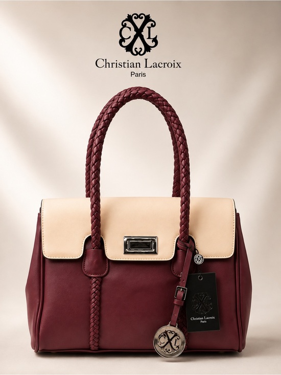 Christian Lacroix Handbags - Christian Lacroix Two-Tone Vegan Leather Satchel NWT Adjustable Strap